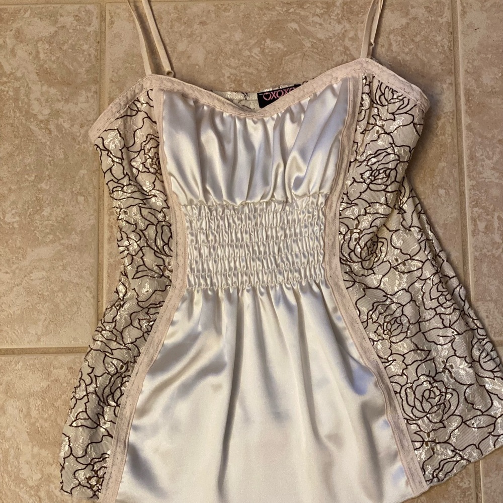 XOXO Ivory Satin and Lace Cami